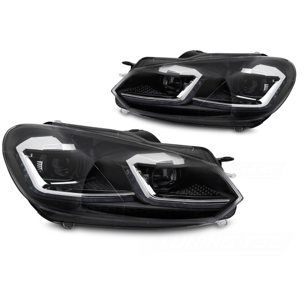 Volkswagen Golf VI 2008-2012 - Přední LED světla SILVER LINE SEQ DRL