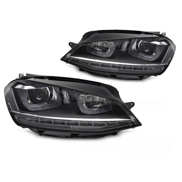 Volkswagen Golf VII 2013-2017 - Přední LED světla stříbrná SEQ DRL