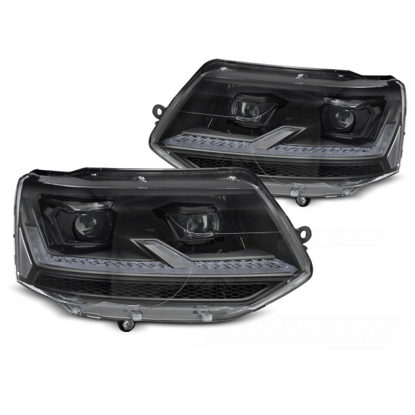 Volkswagen T5.1 2010-2015 - Přední světla FULL LED černá SEQ DRL