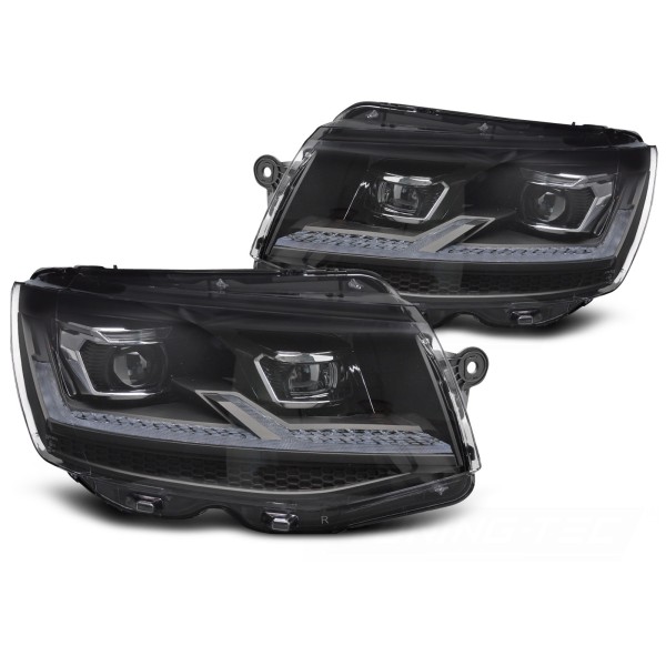 Volkswagen T6 2015-2019 - Přední světla FULL LED černá s chromem SEQ DRL