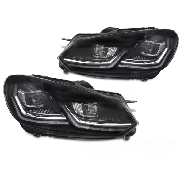 Volkswagen Golf VI 2008-2012 - Přední světla FULL LED STŘÍBRNÁ DRL SEQ