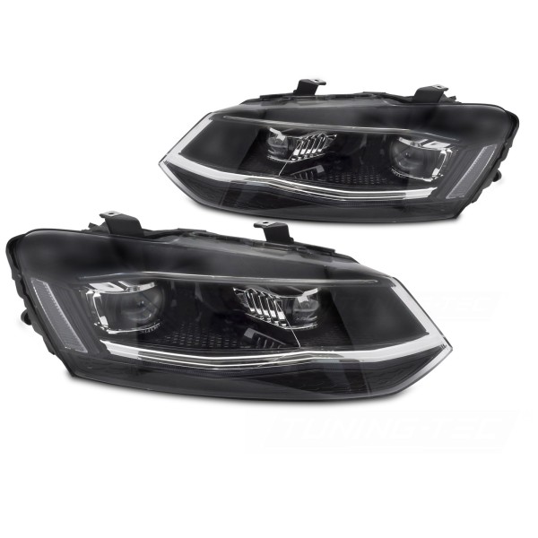 Volkswagen Polo 6R 2009-2017 - Přední LED světla SILVER DRL SEQ