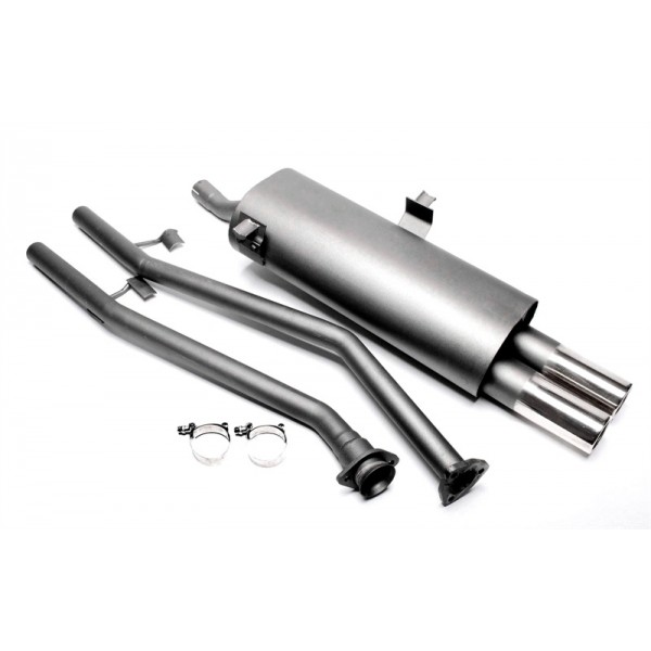 TA Technix sportovní výfuk - BMW 3 E30 316i / 318i kromě M-Technic, 2x 76 mm rovná nerezová koncovka s pertlem