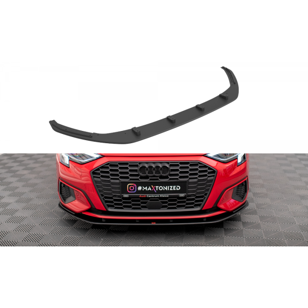 Audi A3 8Y Spoiler pod přední nárazník Street Pro Maxton Design bez povrchové úpravy s červenou link