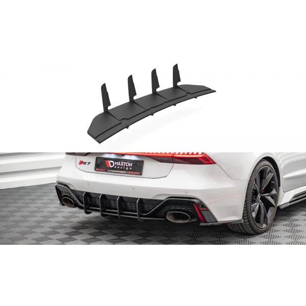 Audi RS7 C8 - difuzor zadního nárazníku - plast ABS bez povrchové úpravy, s černou a červenou linkou, Maxton design