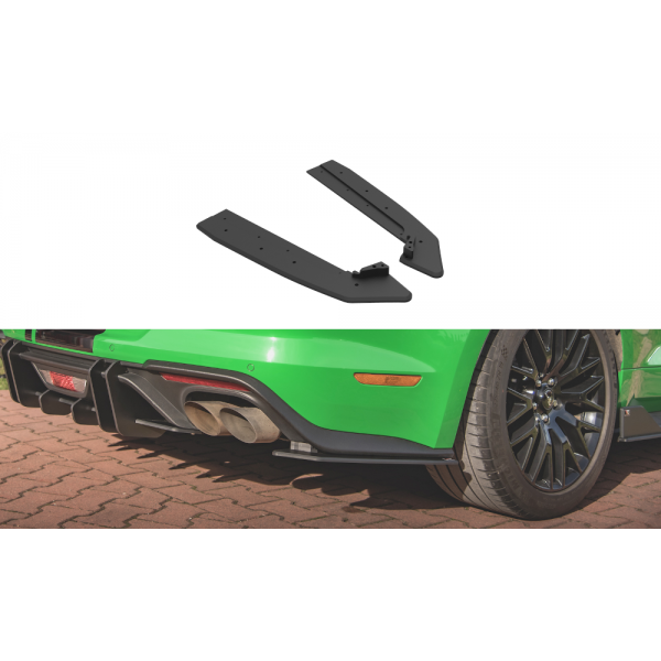 Ford Mustang MK6 GT Facelift, boční difuzory pod zadní nárazník, plast ABS bez povrchové úpravy, s červenou linkou, Maxton design