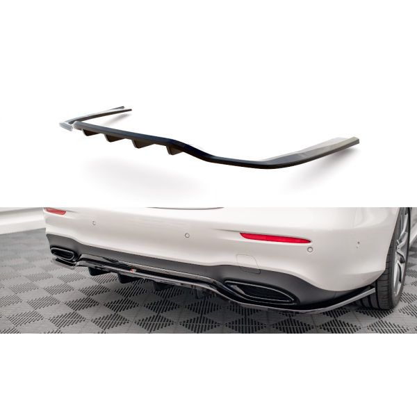 Mercedes třída E W213 FL/AMG-Line/Sedan, středový spoiler pod zadní nárazník s žebrováním, Maxton design