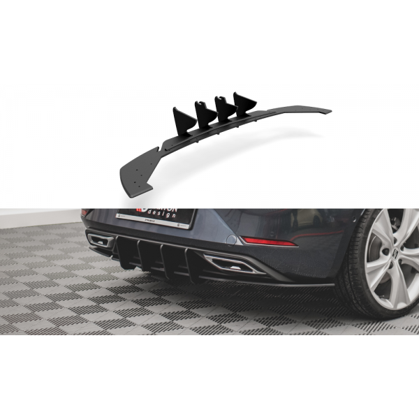 Seat Leon FR Mk4, difuzor pod zadní nárazník, plast ABS bez povrchové úpravy, s černou a červenou linkou, Maxton design