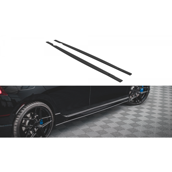 Volkswagen Golf R Mk8 - difuzory pod boční prahy - plast ABS bez povrchové úpravy, s červenou linkou, Maxton design