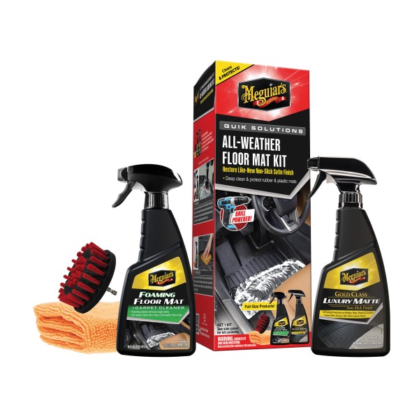 Meguiar's Quik Solutions All Weather Mat Care Kit - sada na čištění a ochranu gumových a plastových koberců
