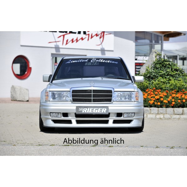 Rieger kompletní přední nárazník widebody II pro Mercedes 190 W201 sedan, GFK (laminát), pro vozy s kapotou SEC, bez výřezů pro mlhová světla