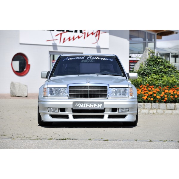 Rieger Přední nárazník widebody II pro Mercedes 190 W201 sedan, GFK (laminát), pro vozy s originální maskou, s výřezem pro mlhová světla