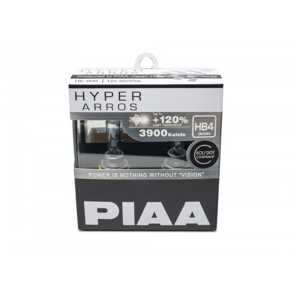 Autožárovky PIAA Hyper Arros 3900K HB4 - o 120 procent vyšší svítivost, zvýšený jas