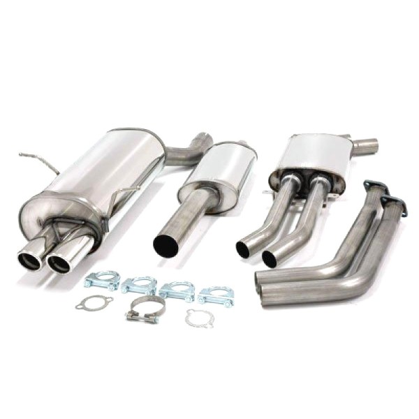 TA Technix sportovní nerezový catback výfuk - BMW 3 E46 320i / 323i / 328i, M52, kromě Compact, 2x 70 mm nerezová koncovka s pertlem