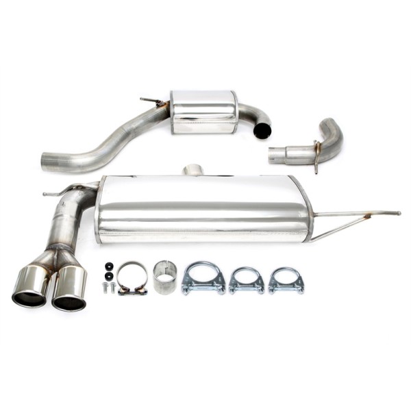 TA Technix sportovní nerezový catback výfuk - VW Scirocco III (1K/13, 08-17), 1.4TSi / 2.0TSi, 2x 80 mm rovná nerezová koncovka s pertlem