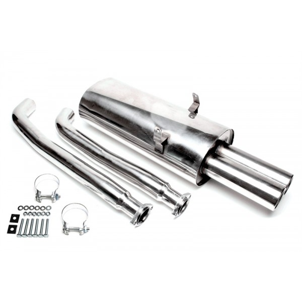 TA Technix sportovní nerezový catback výfuk - BMW 3 E36 325i / 328i kromě Compact, 2x 76 mm rovná nerezová koncovka s pertlem