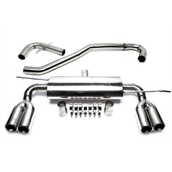TA Technix sportovní nerezový duplex výfuk - VW Golf V htb (1K, 04-08) kromě 4Motion, 2x 76 mm rovná nerezová koncovka s pertlem pro obě strany