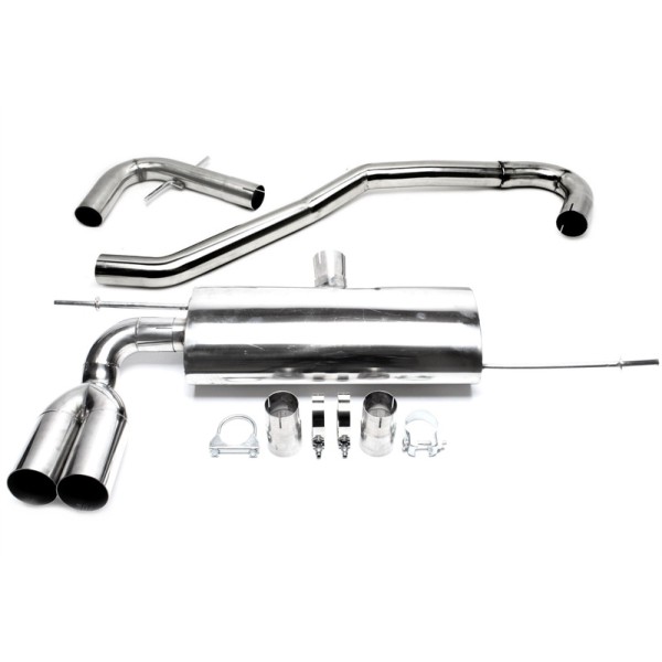 TA Technix závodní nerezový catback výfuk - VW Golf V htb (1K, 04-08) kromě 4Motion, 2x 76 mm rovná nerezová koncovka bez pertlu