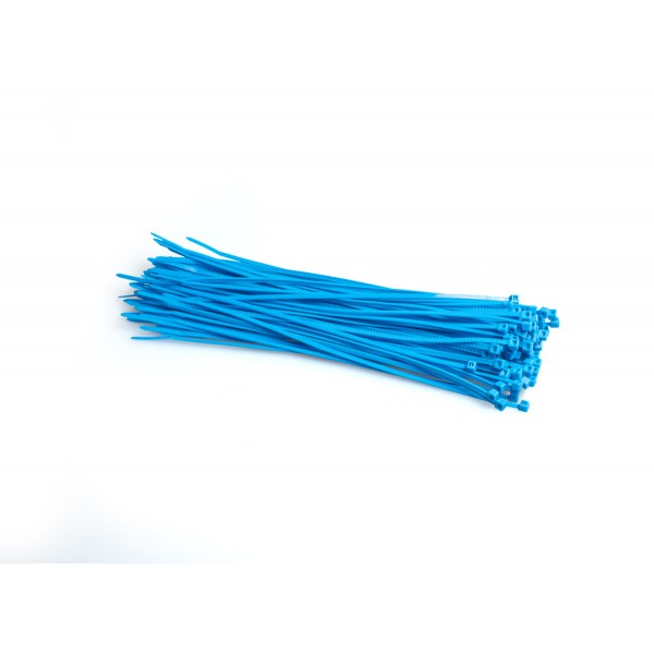 Barevné PVC stahovací pásky balení 100 ks, barva modrá, rozměr 200 x 2,5 mm