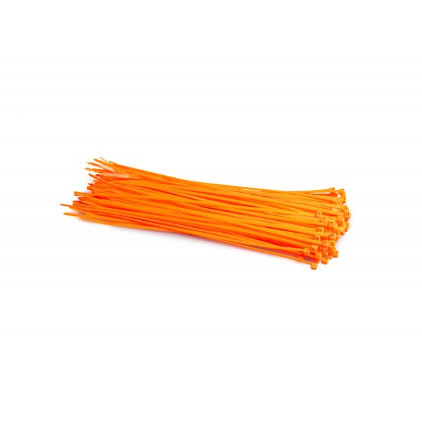 Barevné PVC stahovací pásky balení 100 ks, barva oranžová, rozměr 300 x 3,6 mm