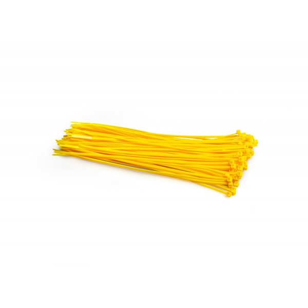 Barevné PVC stahovací pásky balení 100 ks, barva žlutá, rozměr 200 x 2,5 mm