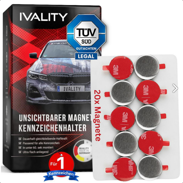 Neviditelný magnetický držák pod nárazník SPZ IVALITY - 1ks