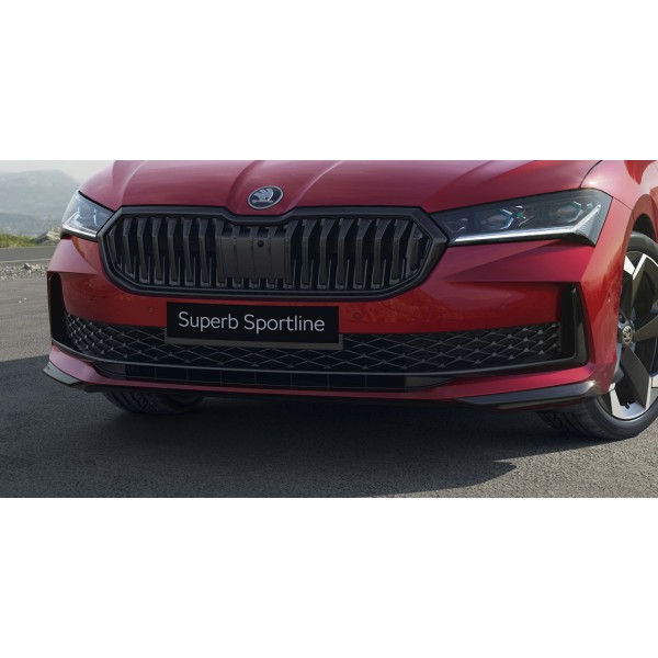 Škoda Superb IV - Rámečky do předního nárazníku GLOSSY BLACK SPORTLINE sada 3ks