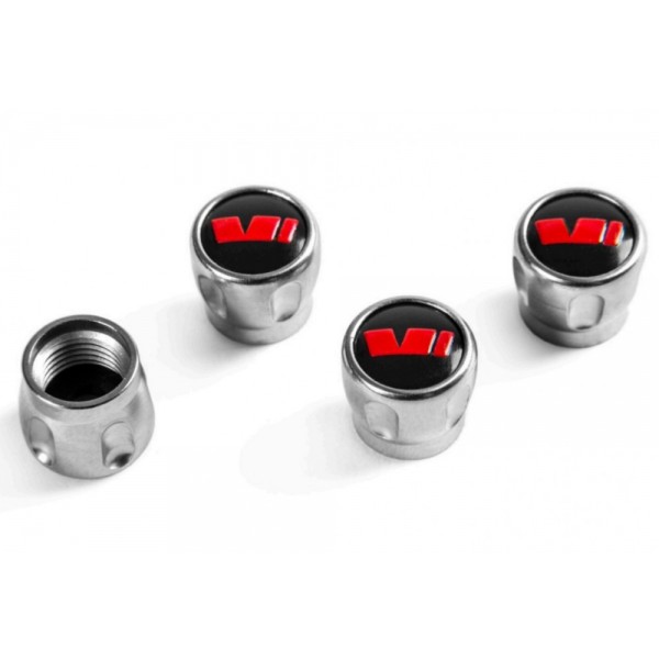 Ozdobné krytky ventilků kol ŠKODA AUTO červené logo RS