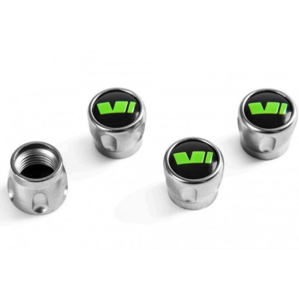 Ozdobné krytky ventilků kol ŠKODA AUTO zelené logo RS