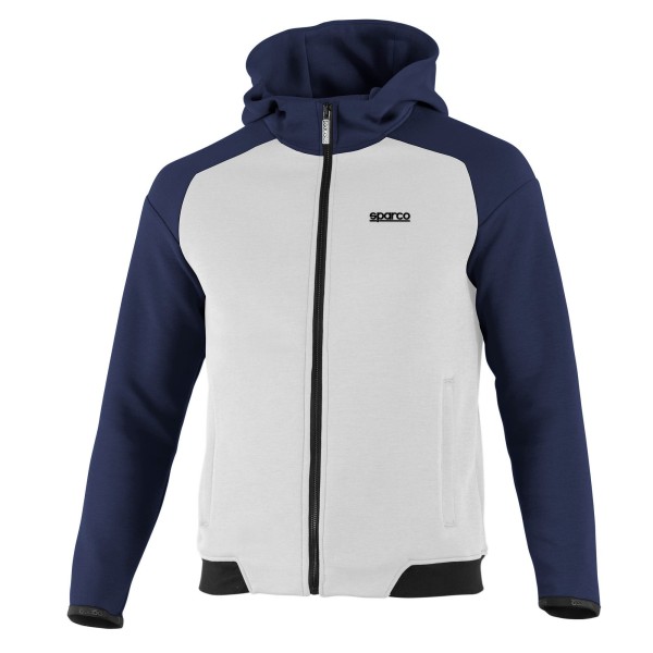 Sparco mikina se zipem a kapucí, barva: bílo-modrá