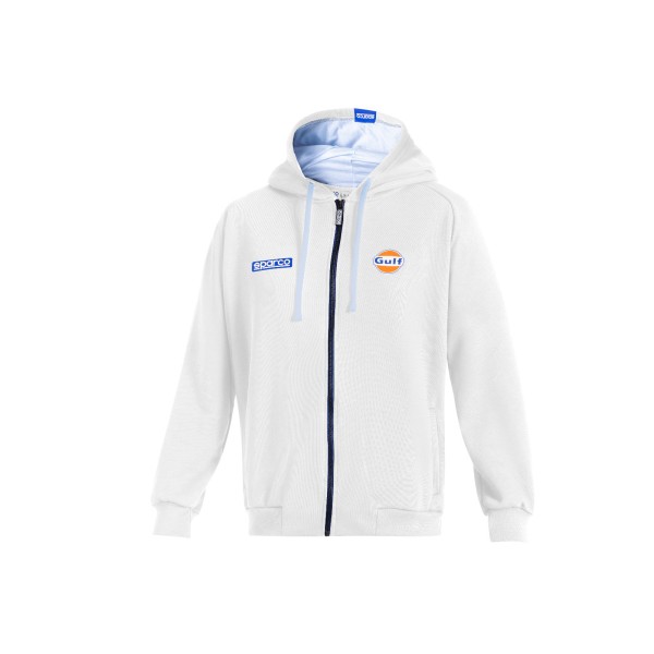 Sparco mikina na zip s kapucí Gulf, barva: bílá