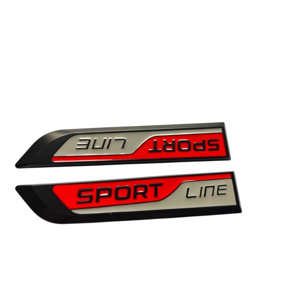 Sada kovových nápisů SportLine Steel Grey / RED