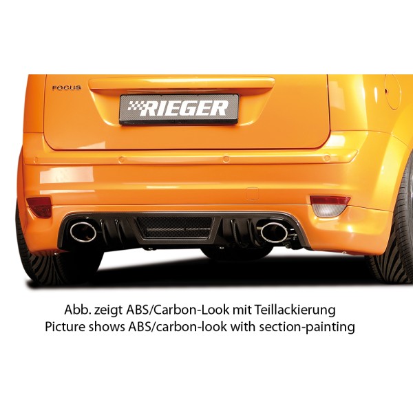 Rieger spoiler pod zadní nárazník pro Ford Focus 2 3-dvéř., 5-dvéř. před faceliftem r.v. 07/04-01/08, plast ABS bez povrchové úpravy, pro vozy s koncovkami na obou stranách