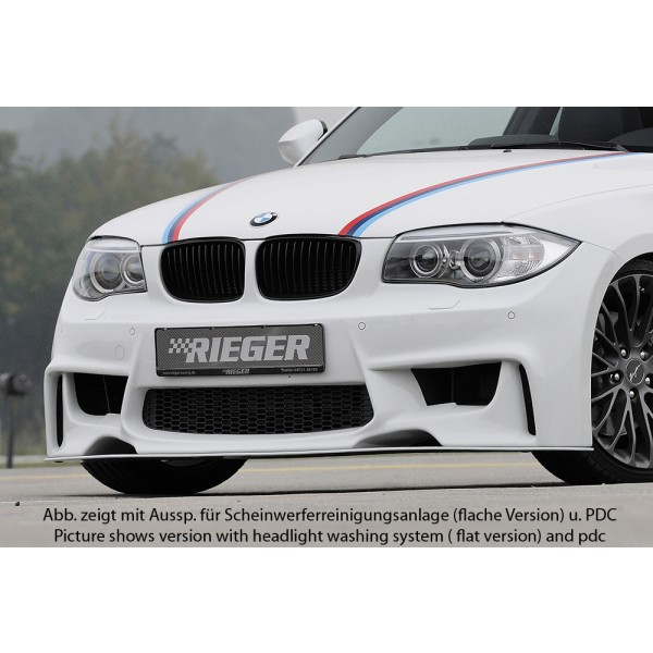 Rieger kompletní přední nárazník pro BMW řada 1 E81, E82, E88, E87 2-dvéř., 4-dvéř., kabriolet, kupé, sedan, plast ABS bez povrchové úpravy, pro vozy s parkovacím asistentem (PDC)