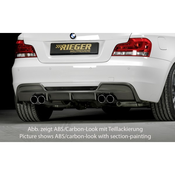 Rieger vložka zadního nárazníku pro BMW řada 1 E82, E88 kabriolet, kupé, plast ABS bez povrchové úpravy, pro dvojité koncovky na obou stranách 4x80 mm