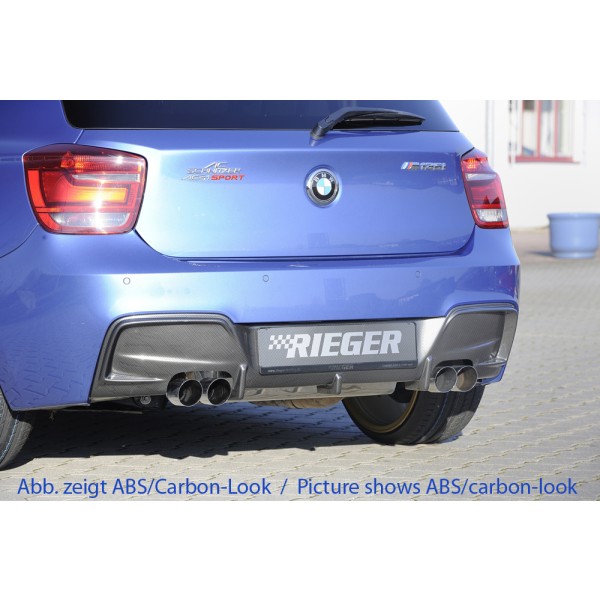 Rieger vložka zadního nárazníku pro BMW řada 1 F20, F21 sedan / 2-dvéř., sedan / 4-dvéř. před faceliftem, plast ABS bez povrchové úpravy, pro dvojité koncovky na obou stranách 4x80 mm