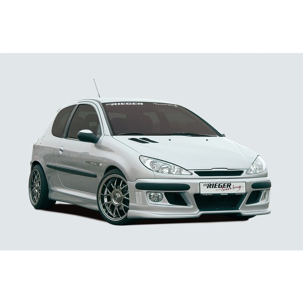 Rieger kompletní přední nárazník pro Peugeot 206 convertible CC, sedan, plast ABS bez povrchové úpravy, pro vozy bez ostřikovačů světlometů