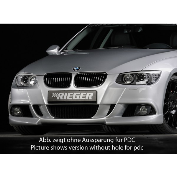 Rieger kompletní přední nárazník pro BMW řada 3 E92, E93 kabriolet, kupé po faceliftu LCI, plast ABS bez povrchové úpravy, pro vozy s ostřikovači světlometů a parkovacím asistentem (PDC)