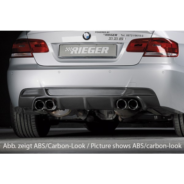Rieger vložka zadního nárazníku pro BMW řada 3 E92, E93 kabriolet, kupé vč. faceliftu, plast ABS bez povrchové úpravy, pouze pro 335i, pro dvojité koncovky na obou stranách 4x90 mm