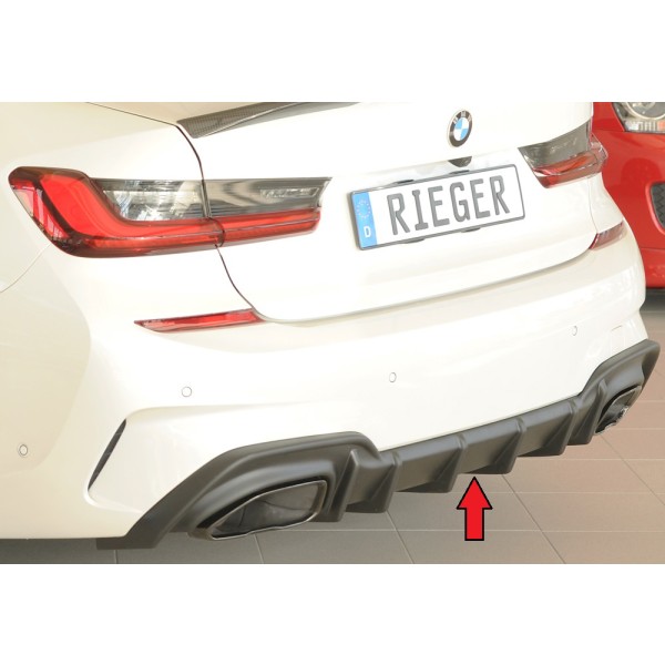 Rieger vložka zadního nárazníku (pro vozy s tažným zařízením) pro BMW řada 3 G21 touring, plast ABS bez povrchové úpravy, pro orig. koncovky vlevo/vpravo (M340i/M340d)