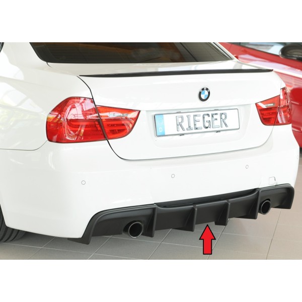 Rieger vložka zadního nárazníku pro BMW řada 3 E90, E91 sedan, touring, plast ABS bez povrchové úpravy, pro originální koncovku na obou stranách