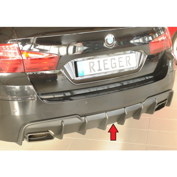 Rieger vložka zadního nárazníku (pro vozy s tažným zařízením) pro BMW řada 5 F11 touring, plast ABS bez povrchové úpravy, pro orig. koncovky výfuku vlevo/vpravo