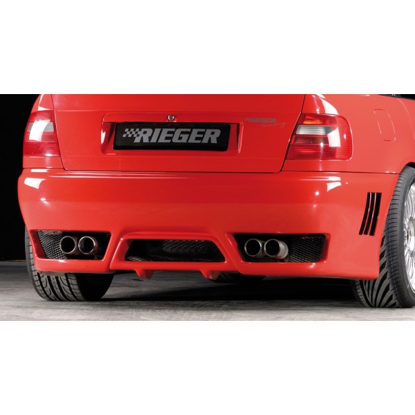 Rieger kompletní zadní nárazník pro Audi A4 B5 sedan, plast ABS bez povrchové úpravy, s žebrováním, pro vozy bez parkovacího asistenta (PDC)