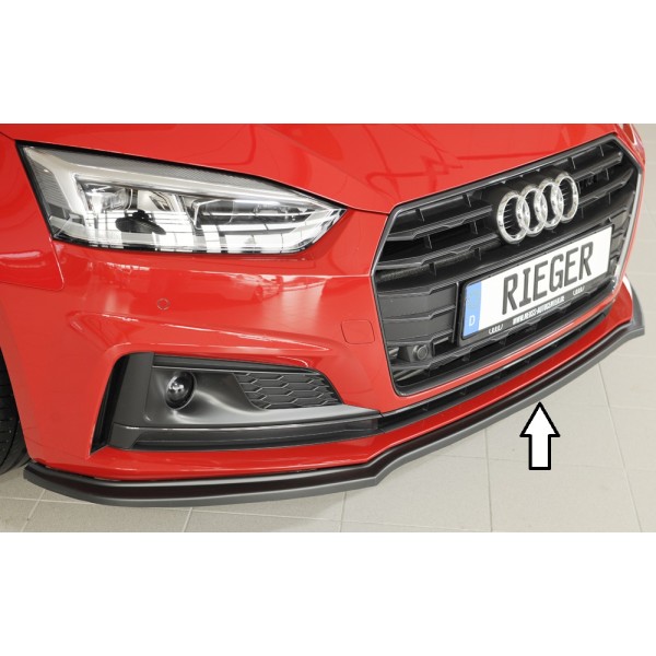 Rieger lipa pod přední nárazník pro Audi A5 B9, F5 kabriolet, kupé, Sportback před faceliftem, 07/16-12/19, plast ABS bez povrchové úpravy