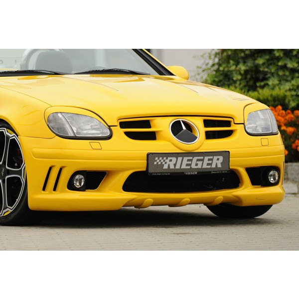 Rieger kompletní přední nárazník pro Mercedes SLK R170, plast ABS bez povrchové úpravy, s otevřeným žebrováním, pro vozy s ostřikovačí světlometů a mlhovými světly