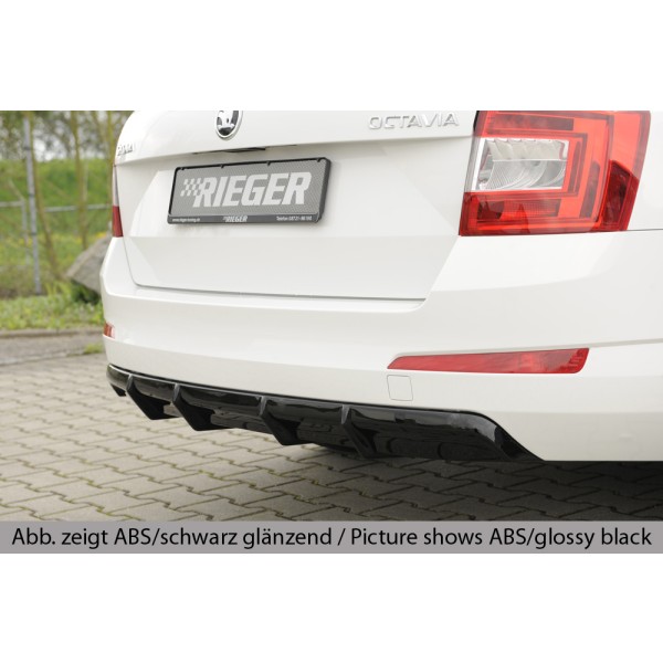 Rieger vložka zadního nárazníku pro Škoda Octavia 5E combi, sedan vč. faceliftu, plast ABS s povrchovou úpravou Carbon-Look, ABS plast: bez povrchové úpravy, pro vozy: bez parkovacího asistenta PDC