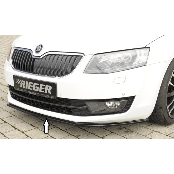 Rieger lipa pod přední nárazník pro Škoda Octavia 5E combi, sedan před faceliftem, 02/13-01/17, plast ABS lakovaný do černé lesklé barvy, ABS plast: lakovaný do černé lesklé barvy