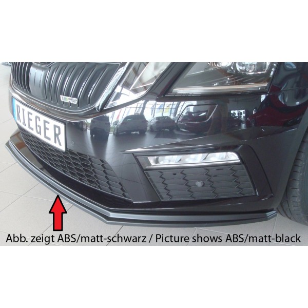 Rieger lipa pod přední nárazník pro Škoda Octavia RS 5E combi, sedan po faceliftu, 02/17-, plast ABS lakovaný do černé lesklé barvy
