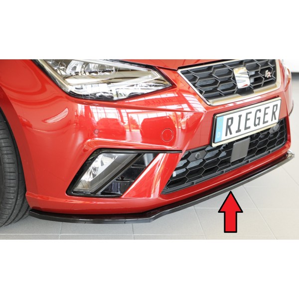 Rieger lipa pod přední nárazník pro Seat Ibiza KJ 5-dvéř., 01/17-, plast ABS lakovaný do černé lesklé barvy