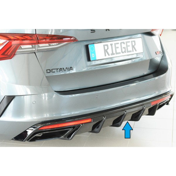 Rieger vložka zadního nárazníku pro Škoda Octavia RS NX combi, plast ABS lakovaný do černé lesklé barvy, pro vozy s tažným zařízením
